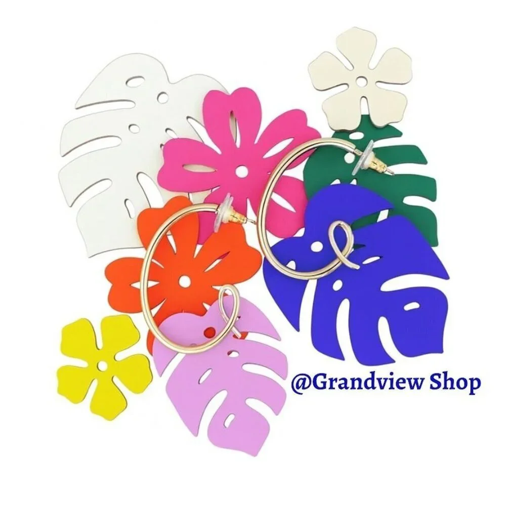 Stella & Dot Color Pop Convertible Floral and Tropical Earrings Rare NWT